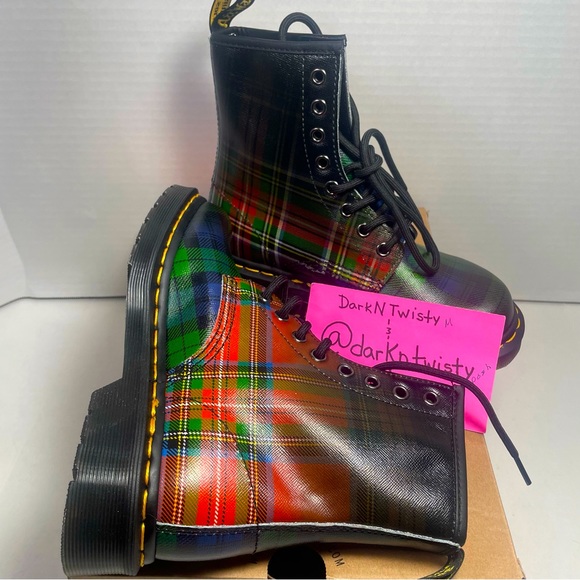 BNIB Dr Martens 1460 Tartan Red Stewart Black Watch plaid Boots UK 3 US 5 - Picture 12 of 15